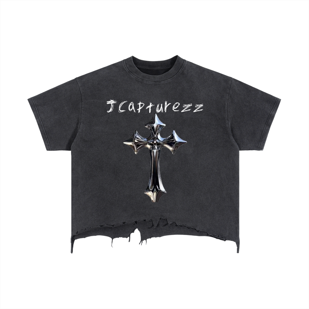 Vintage Wash Boxy Distressed Hem T-Shirt